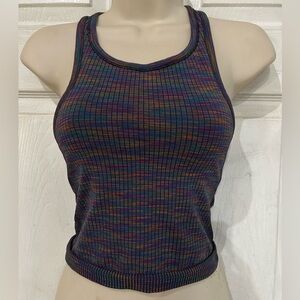 EUC Lululemon Ebb to Street Racerback Crop Tank Top Rainbow